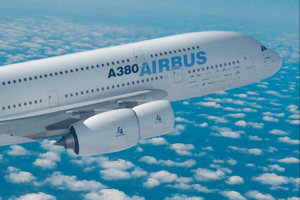 Image of Airbus aircraft flying through sky