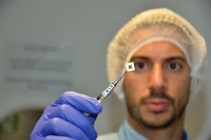 Antonios with graphene samples in the lab