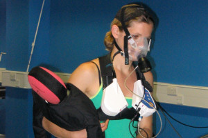 Volunteer carrying baby mannequin as asymmetrical load