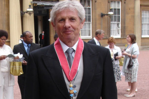 Professor Bill Shaw after receiving his CBE at Buckingham Palace