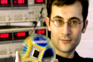 Dr Ponomarenko with graphene chips