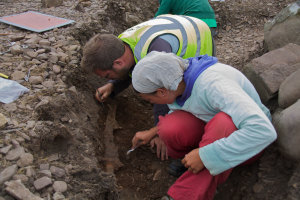 Excavation of Biking boat burial site