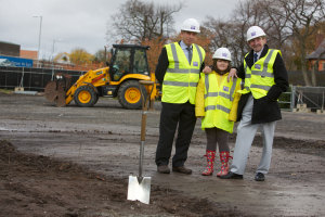 Professor Nic Jones (left) with Amber and Stan at the breaking-the-ground event