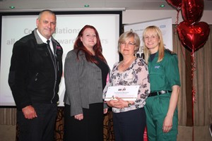 L to R: Steve Worden Rachel Valentine and Janet Makin with the award