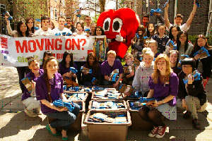 departing students with their donations