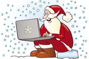 Santa using a laptop