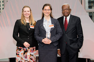 Celine Dischamps with Trevor McDonald