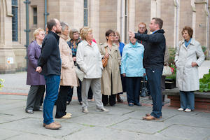 A campus tour in progress