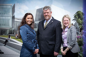 Will Spinks with representatives of The Christie and Cancer Research UK