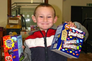 Boy with Easter eggs