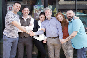 Martin Lynch (centre) with the cast (photo credit: Ruth Gonsalves Moore)