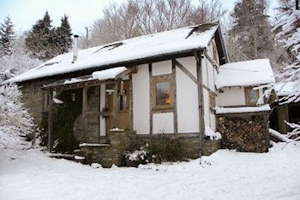cottage in snow