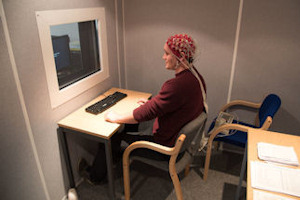 EEG booth with participant