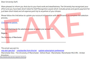 Screenshot of fake email