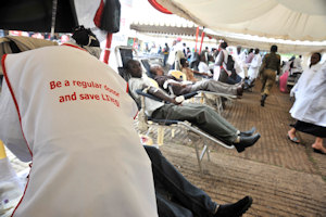 People giving blood