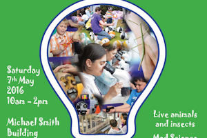 Flyer for Community Open Day, picture of a lightbulb with images of people in it