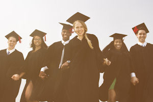 Image of students in caps and gowns 