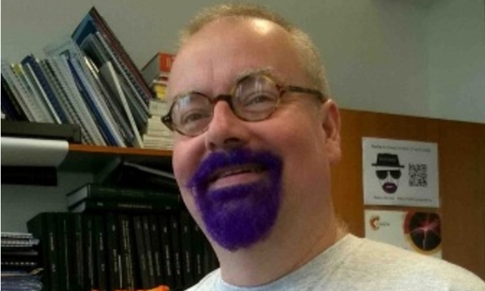 Roy Goodacre with purple goatee