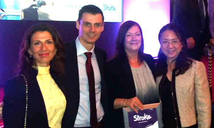 Dr Tao Wang, pictured far right, at the Stroke Association Keynote Lecture