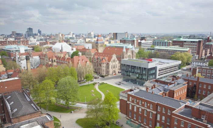 Aerial view of The University of Manchester