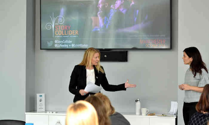 Sheena Cruickshand at the Story Collider workshop