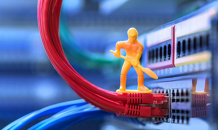 Figurine performing network maintenance