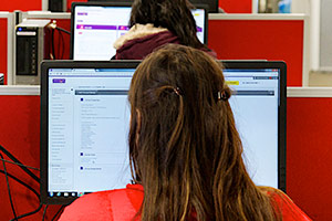 Member of staff using a computer