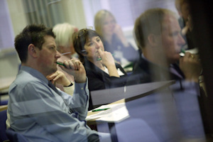 Staff at the University of Manchester chatting