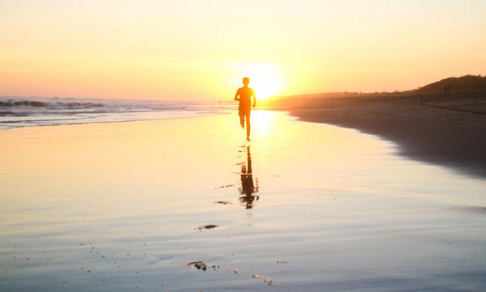 man running in the sun