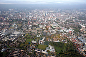 Aerial view of the University Oxford Road campus