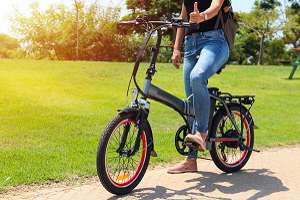 Woman on electric bike