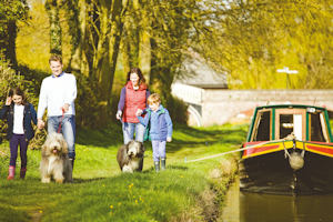 Family walking by canal