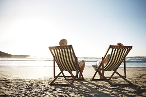 Deckchairs on beach