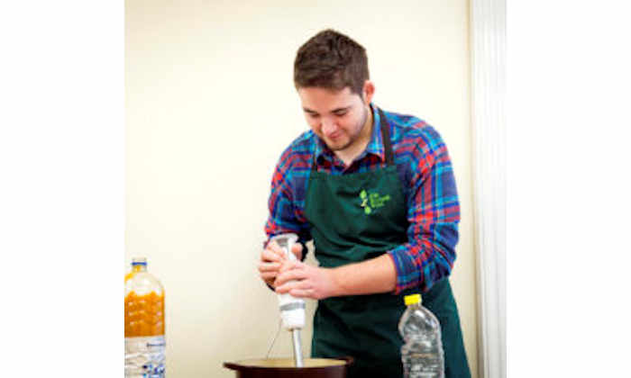 Student working at food bank