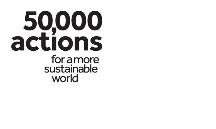 50,000 actions logo that says '50,000 actions for a more sustainable world'