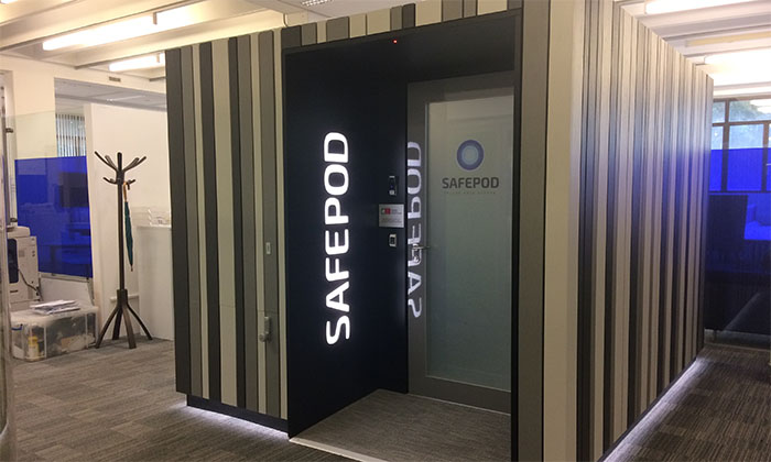 A photograph of the SafePod in the Main University Library
