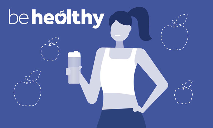 Be Healthy. Woman wearing fitness clothes holding a water bottle