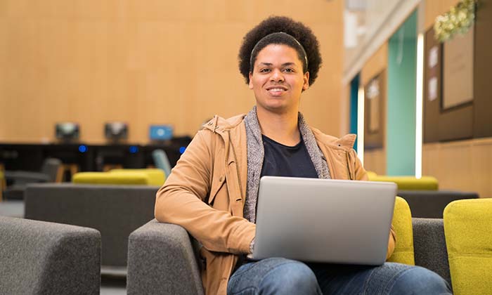 Student with laptop