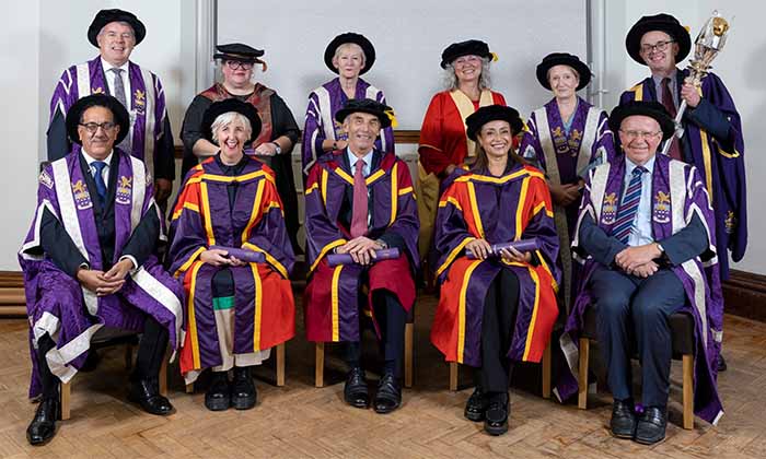 Chancellor Nazir Afzal with Foundation Day honorary graduates