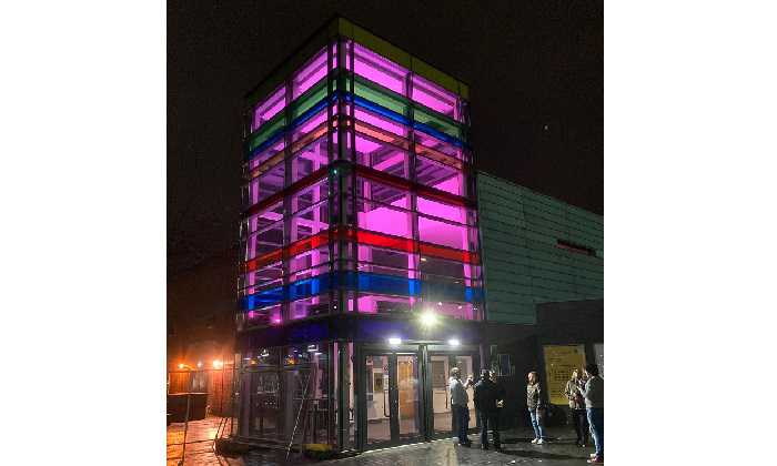 Manchester Academy lit up in purple