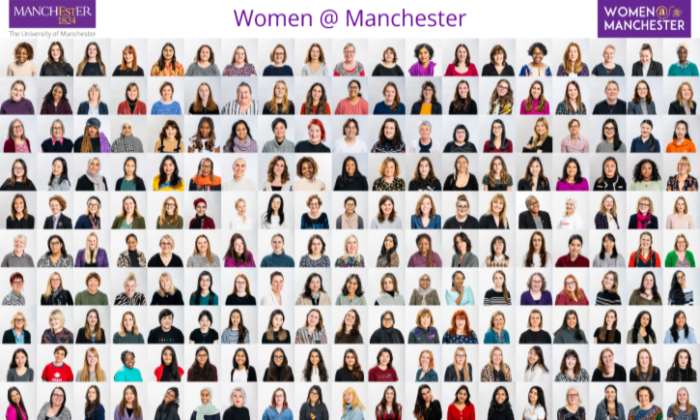 Digital wall of women at Manchester