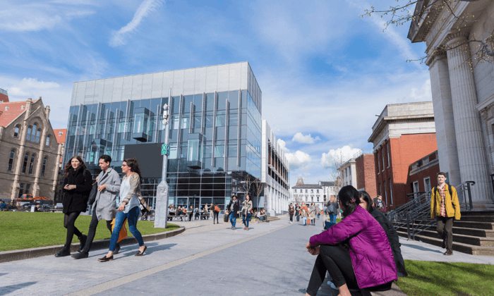 Students outside the Alan Gilbert Learning Commons