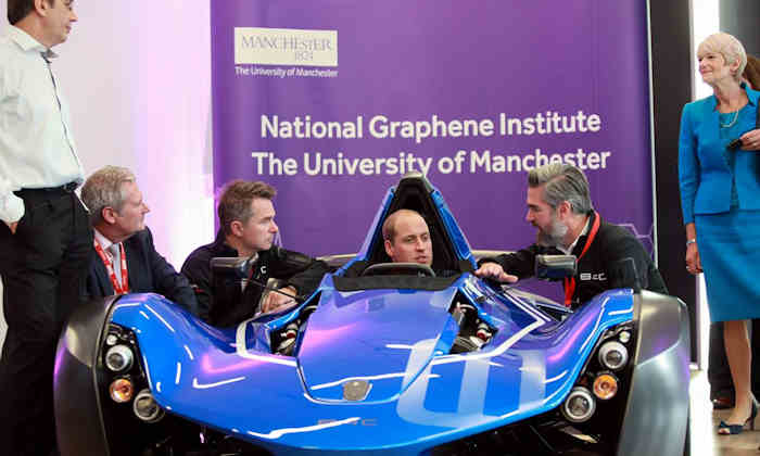 Prince William behind the wheel of graphene car