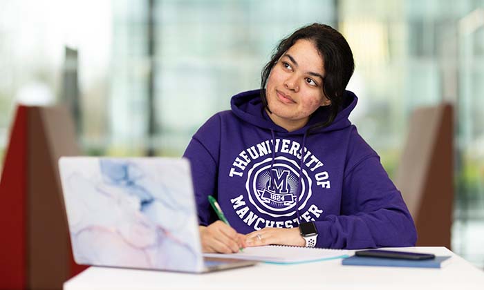 Student using laptop
