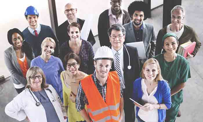 Diverse group of people from different occupations