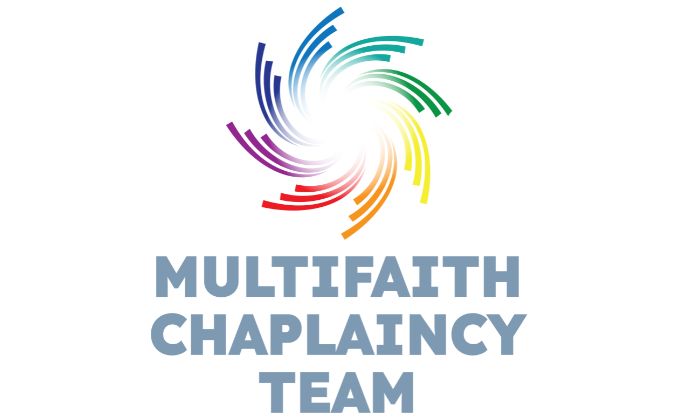 Multifaith logo - a colourful circle shape with text