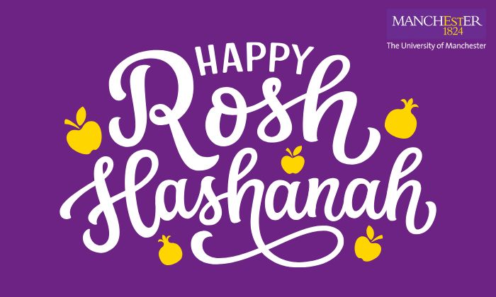 Text 'Happy Rosh Hashanah' with the UoM logo