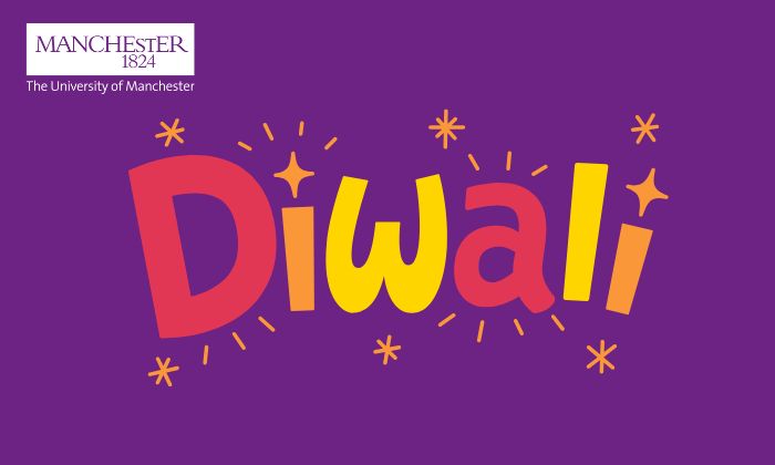 Purple background and colourful yellow Diwali text
