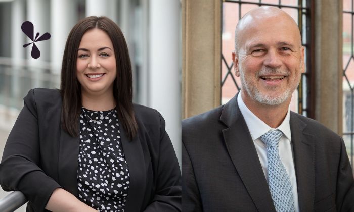 Photos of Jenn Hallam and Ashley Blom side by side, smiling at the camera