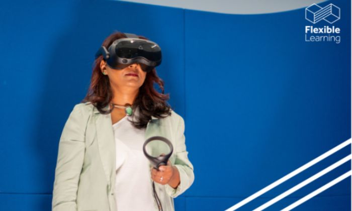 Woman in VR headset